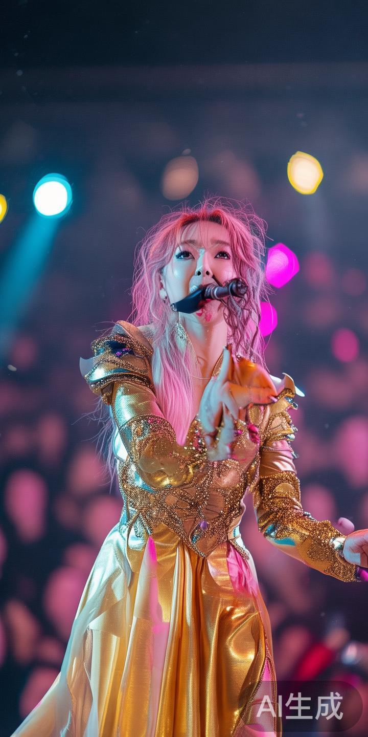 例如在去年举办的个人演唱会中，她不仅用动听的歌声征